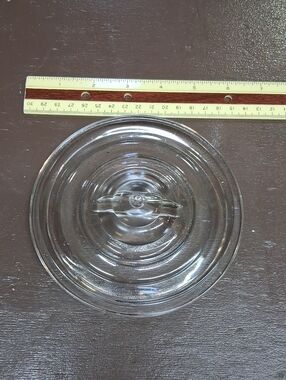 Vintage Clear Glass Round Recessed Handle Refrigerator Dish‎ Lid.